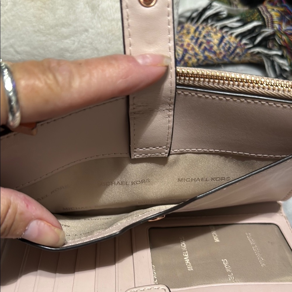 Michael Kors Pink and Rose Gold Wristlet with Floral Studs - Picture 5 of 8